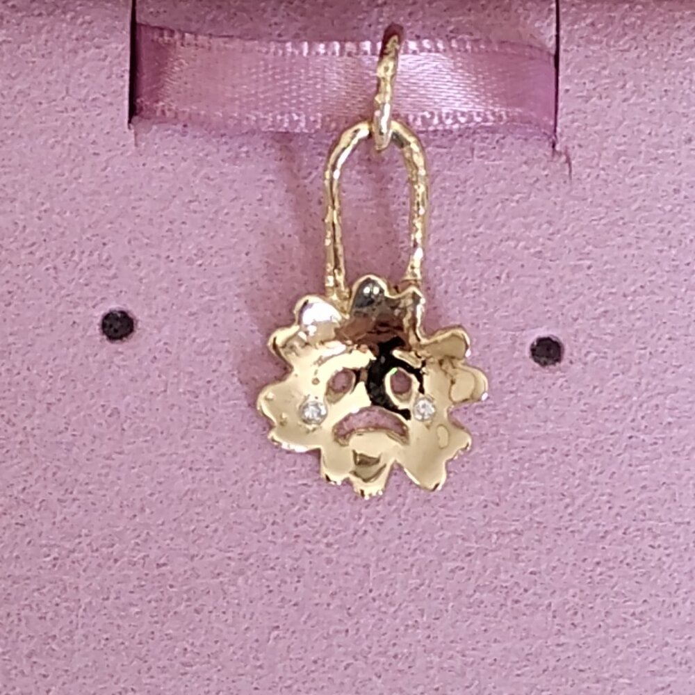 14k Gold crying Flower Charm Pendant Warmly by Megan Catbird